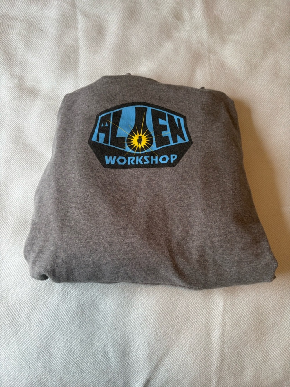 Alienware Gray Shirt Jacket with Blue and Yellow Workshop Logo